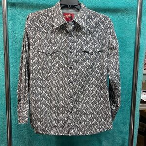 Rodeo Clothing Co. Men’s Black and White Paisley pearl snap Western Shirt Sz. XL